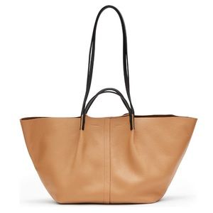 AllSaints Leather Convertible Shoulder Tote Tan NWT